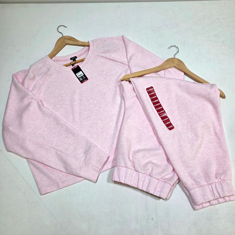Express Lounge Set Women XL Pink Long Sleeve Top Cargo Joggers Two Piece NWT